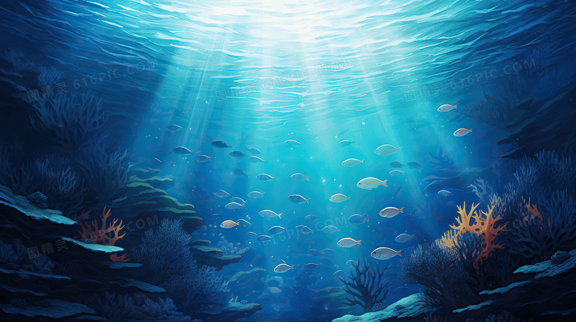 保护大海海洋生物环保插画