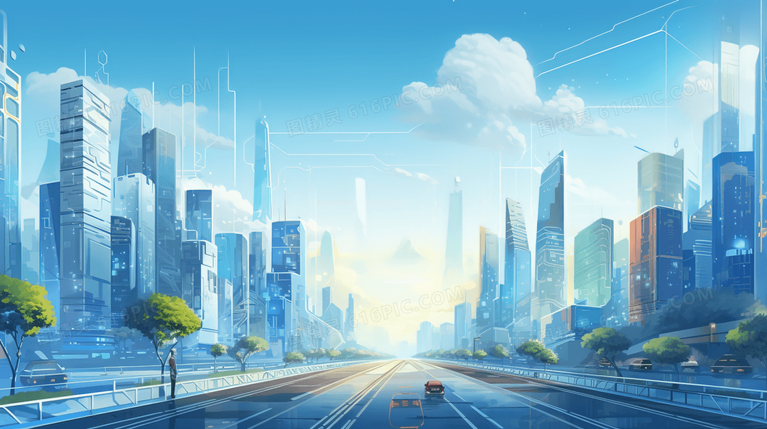 科技感智慧城市插画