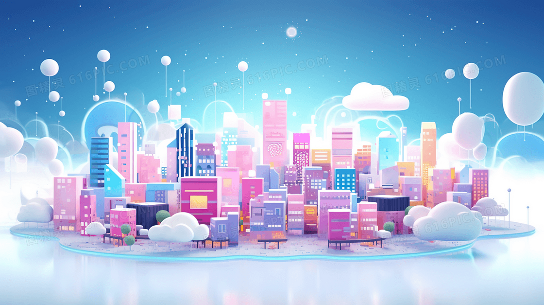 科技感智慧城市插画
