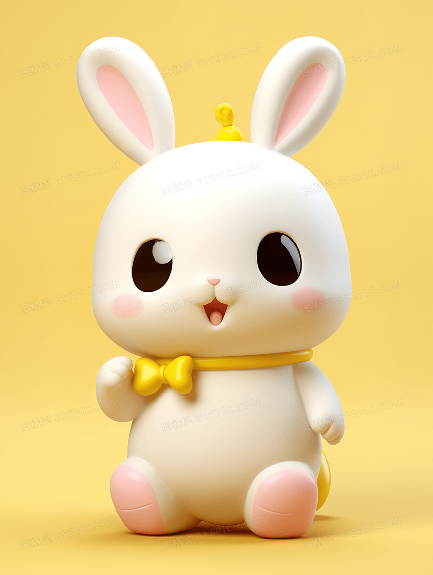 3D立体小白兔可爱动物卡通插画
