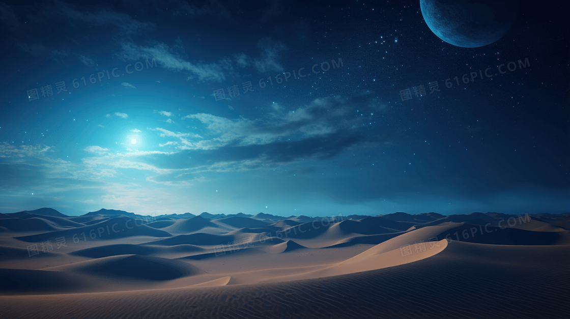 沙漠夜空风景插画