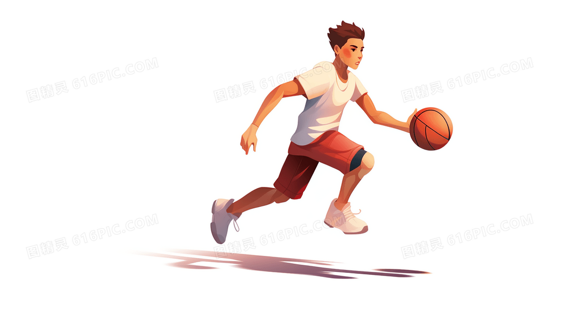 彩色打篮球的男孩插画