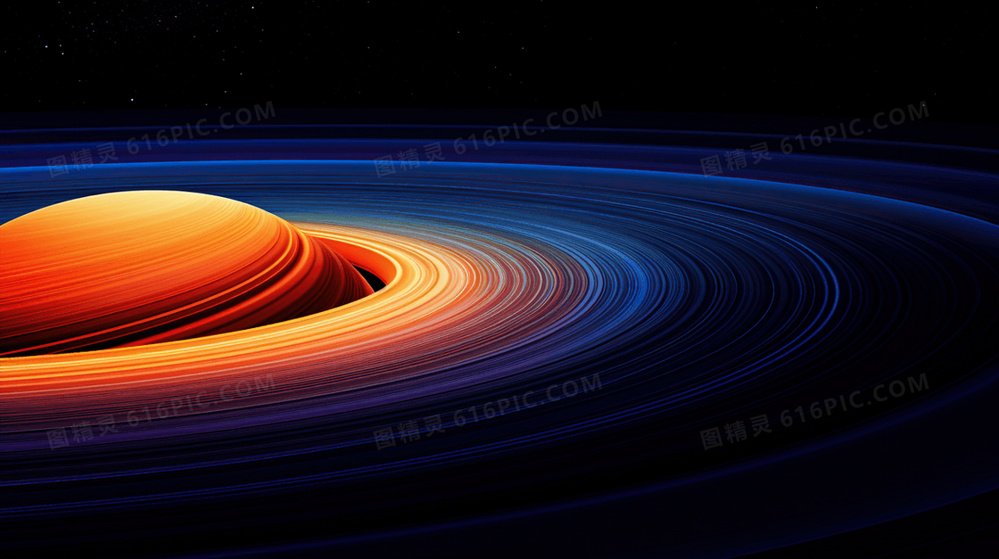 彩色渐变线条宇宙星球旋转轨道创意插画