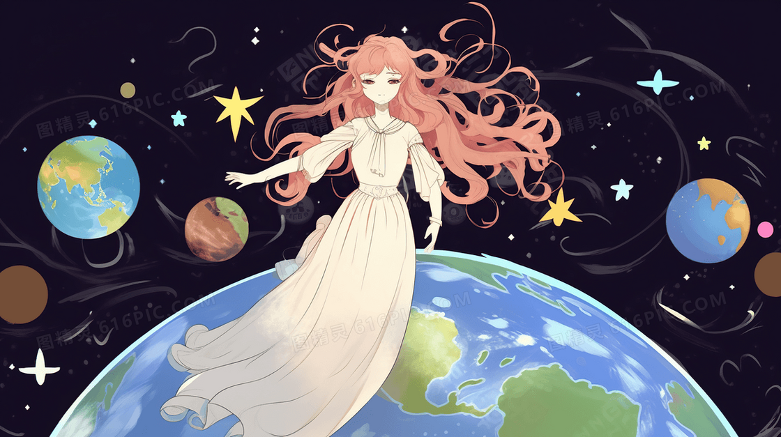 世界和平日女神和平鸽地球插画