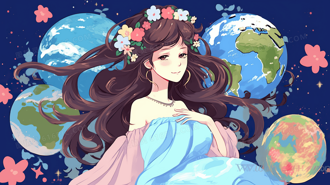 世界和平日女神和平鸽地球插画