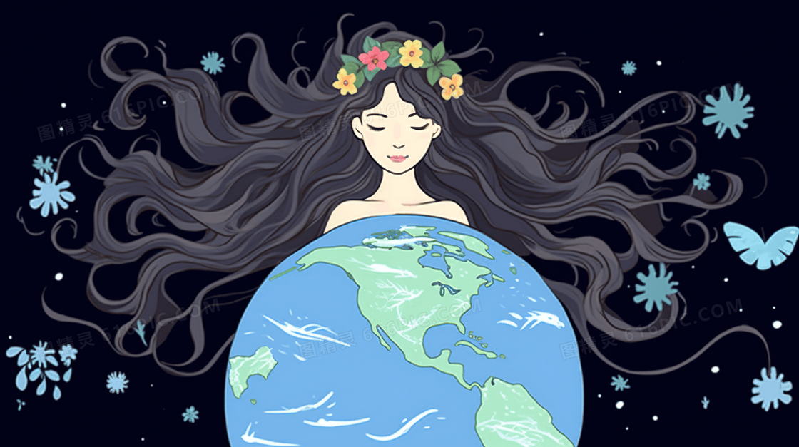 世界和平日女神和平鸽地球插画