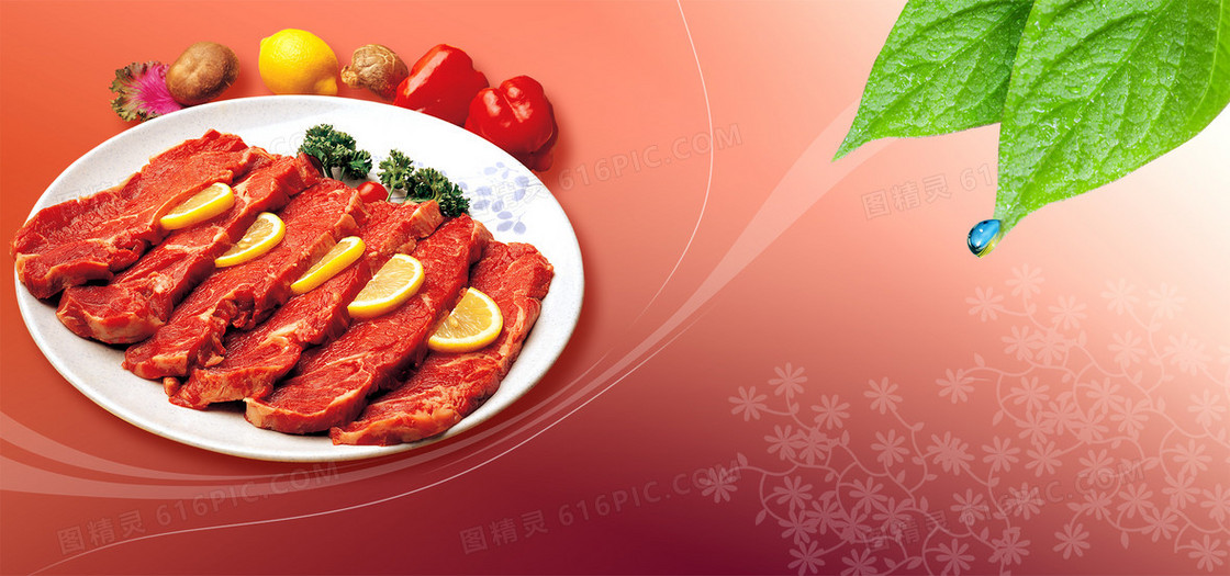 美食菜谱里脊肉背景banner