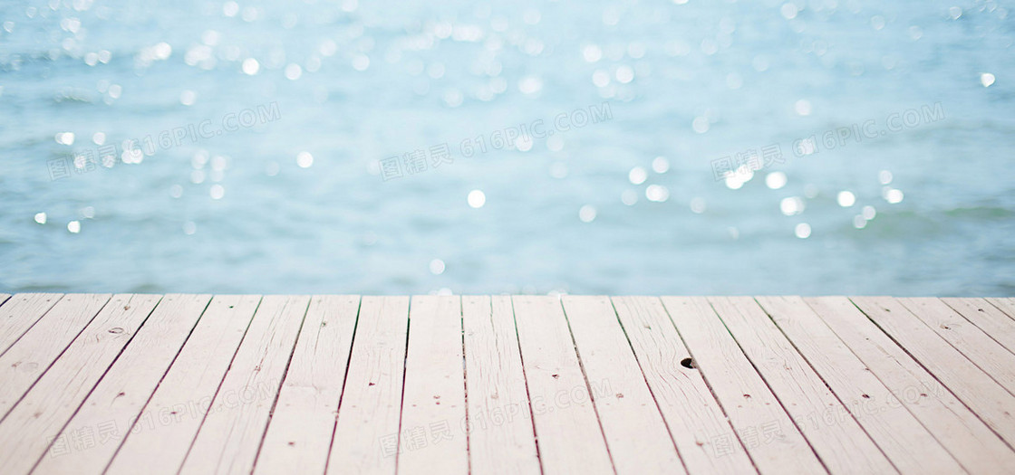 日系小清新文艺淡蓝色海边木板背景