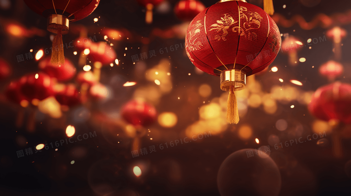 中国庆春节中式花灯灯笼插画