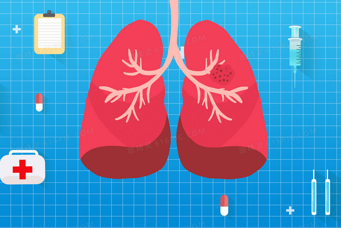 蓝色医疗健康肺部肺炎日插画