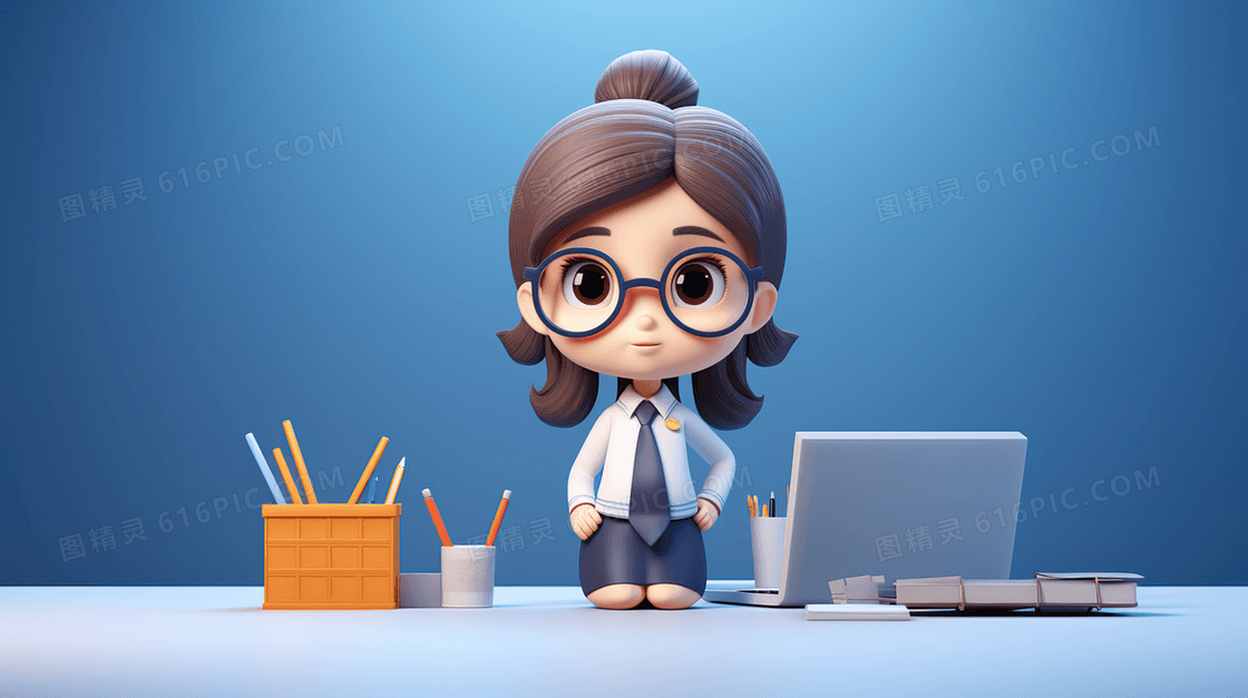 3D立体商务办公人物插画