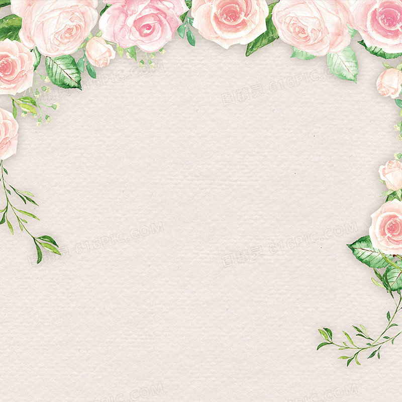 小清新水彩手绘玫瑰花背景