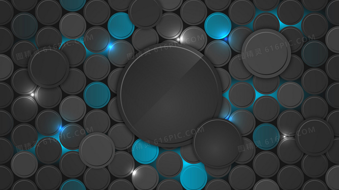 科技感蓝黑圆环PPT背景素材