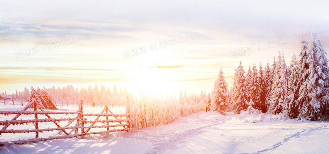 冬天浪漫雪景背景
