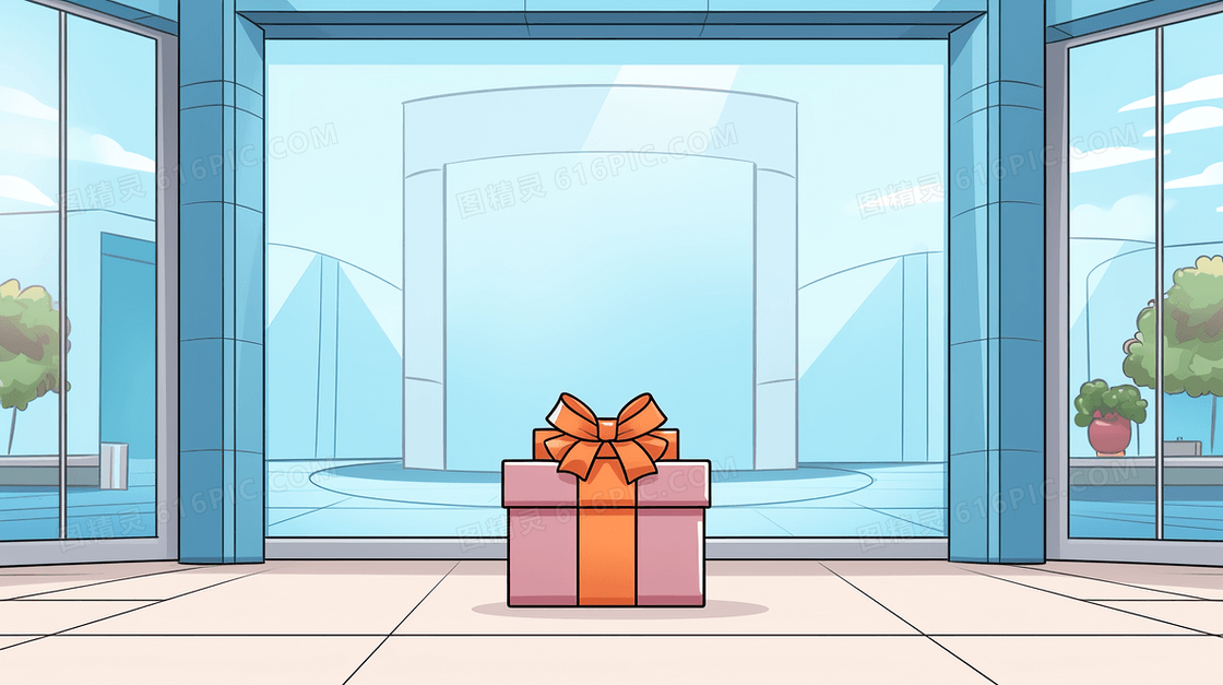 双十一电商宣传促销礼物礼品盒子卡通插画