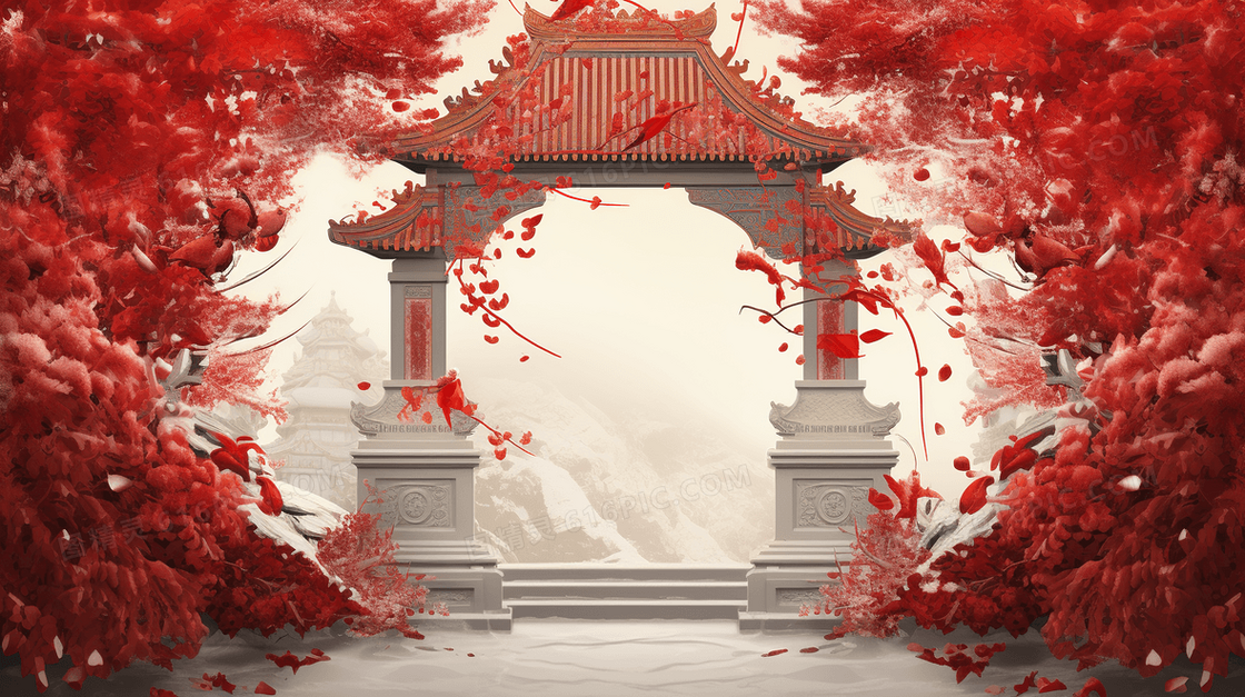 卡通2024龙年新年场景喜庆过年插画