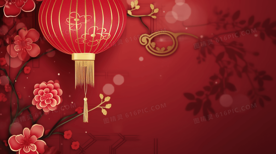 春节喜庆彩灯灯笼花朵装饰