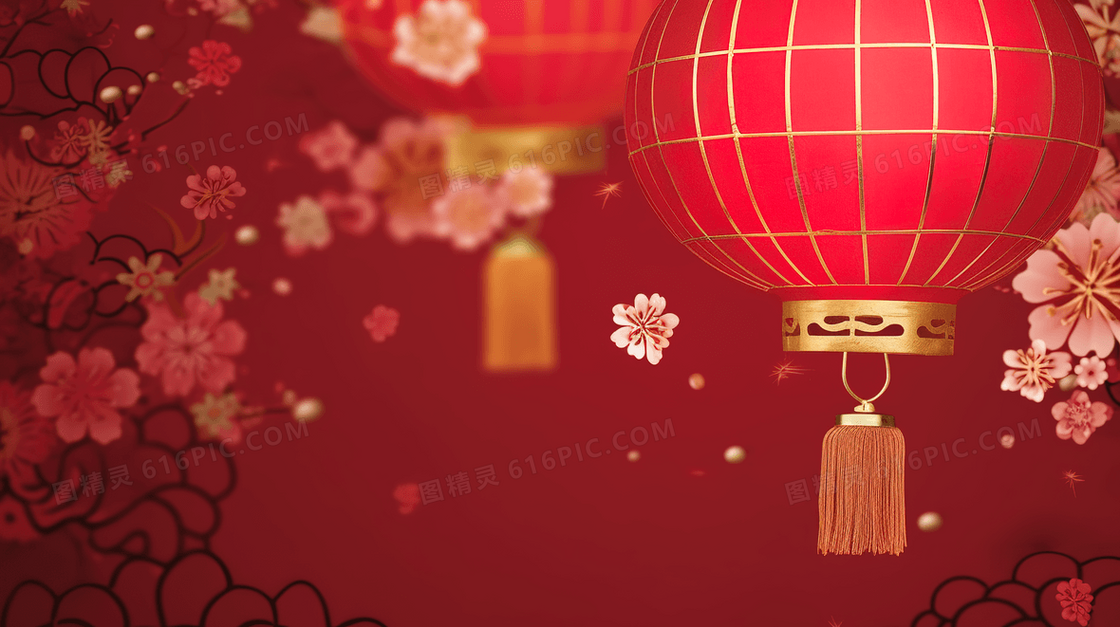 春节喜庆彩灯灯笼花朵装饰