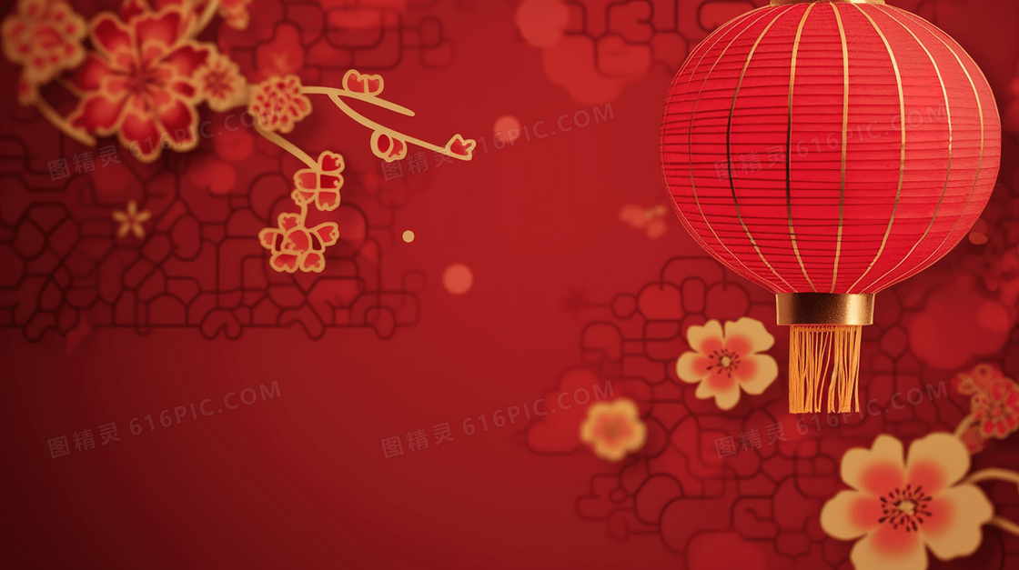 春节喜庆彩灯灯笼花朵装饰