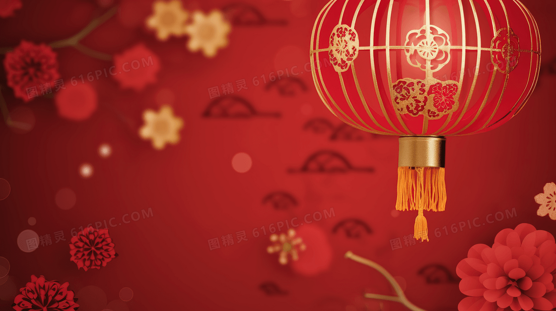 春节喜庆彩灯灯笼花朵装饰