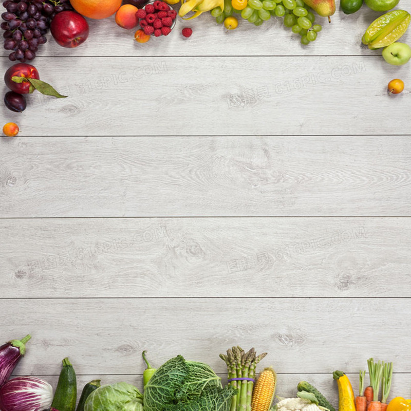 简约木板上的蔬菜水果背景
