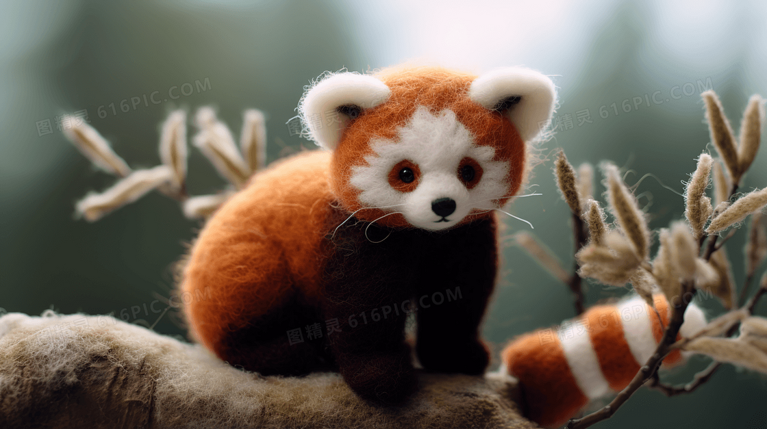 趴在树枝上的小动物插画