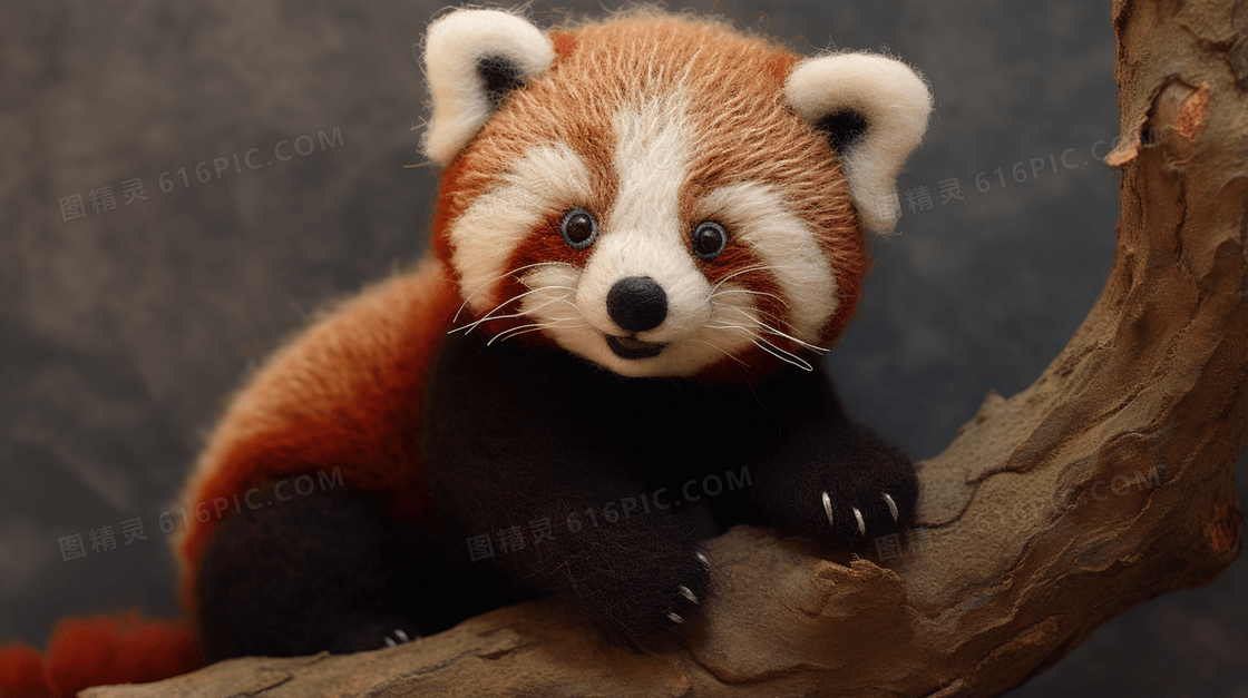趴在树枝上的小动物插画