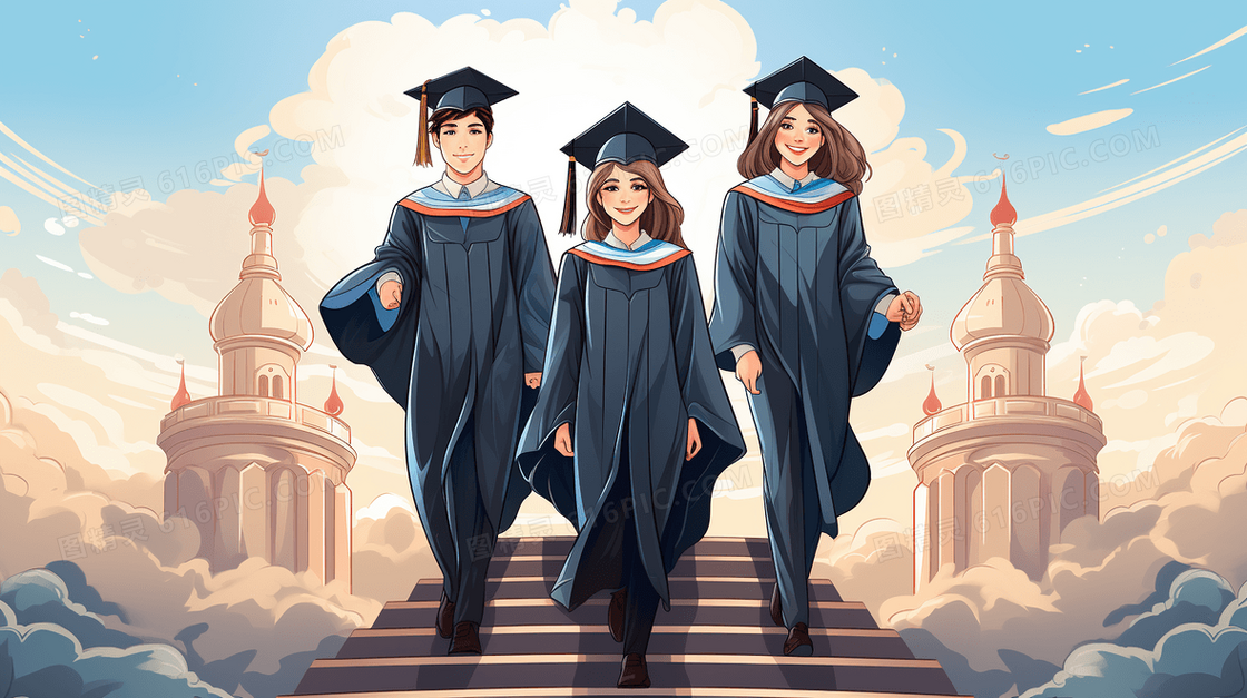 卡通大学生国际青年节青春活力插画