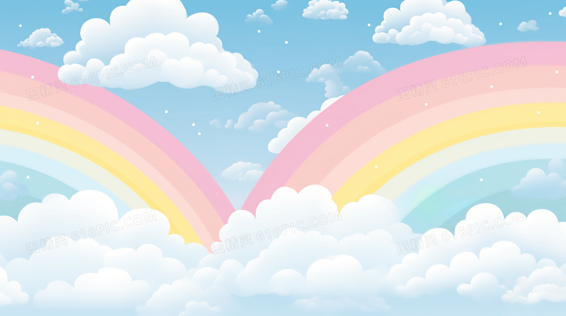 可爱的彩虹和云朵插画