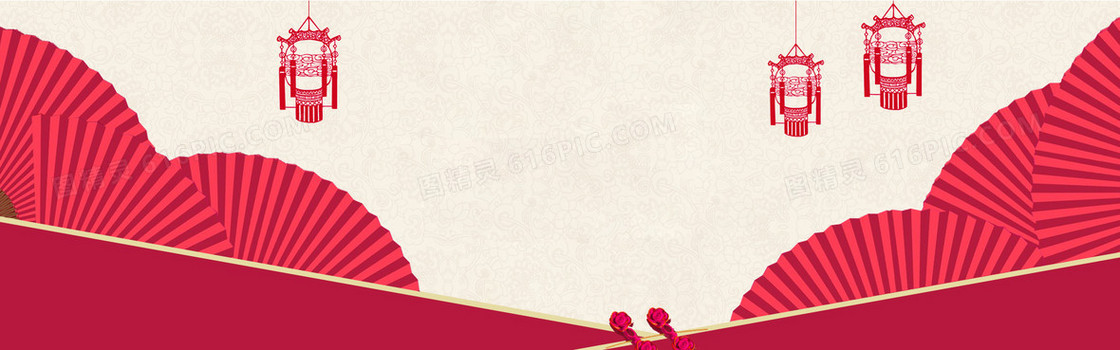 新年扁平红色海报banner背景