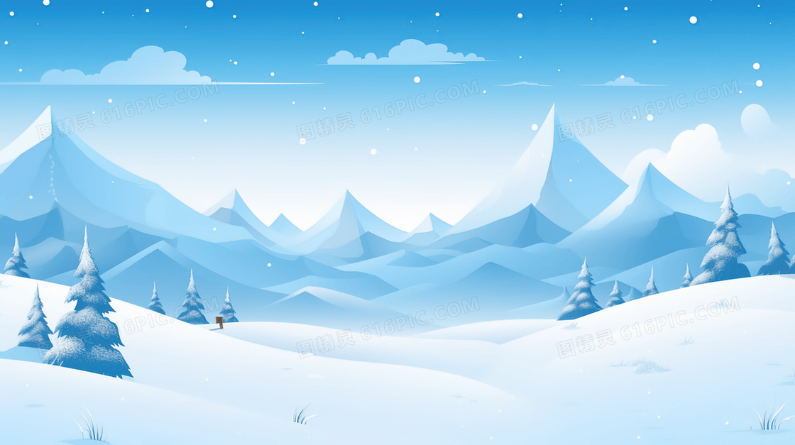 雪山上的风景插画