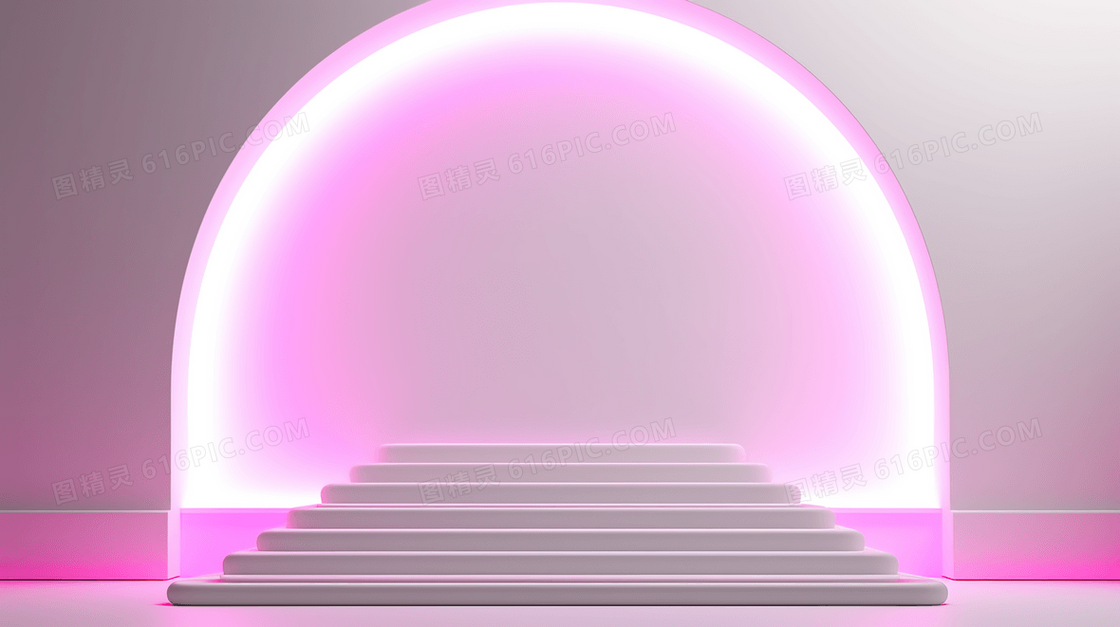 白色C4D立体装饰石膏舞台背景插画