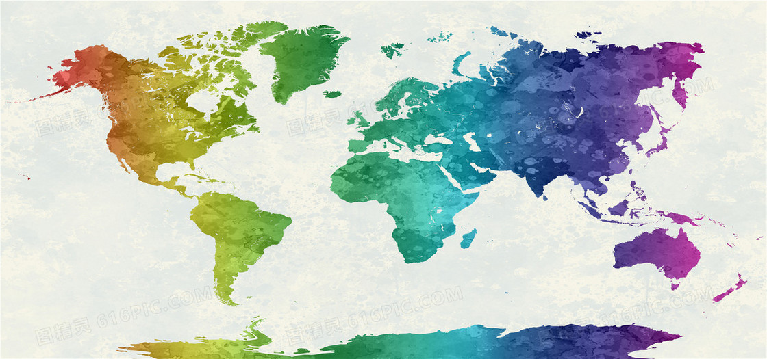 彩色世界地图海报背景