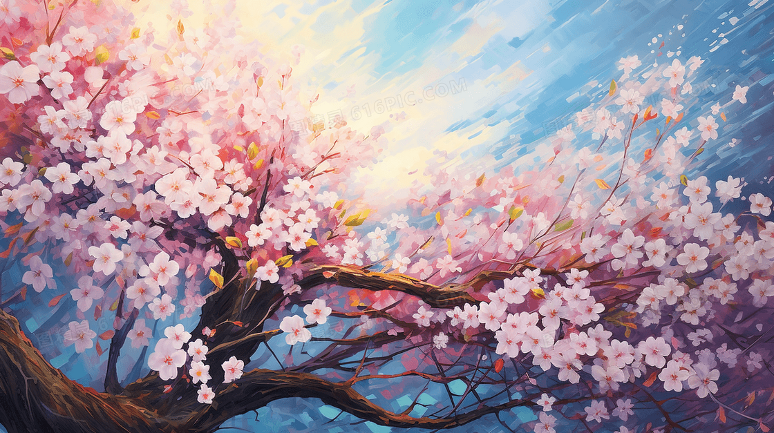 春季盛开的花朵插画