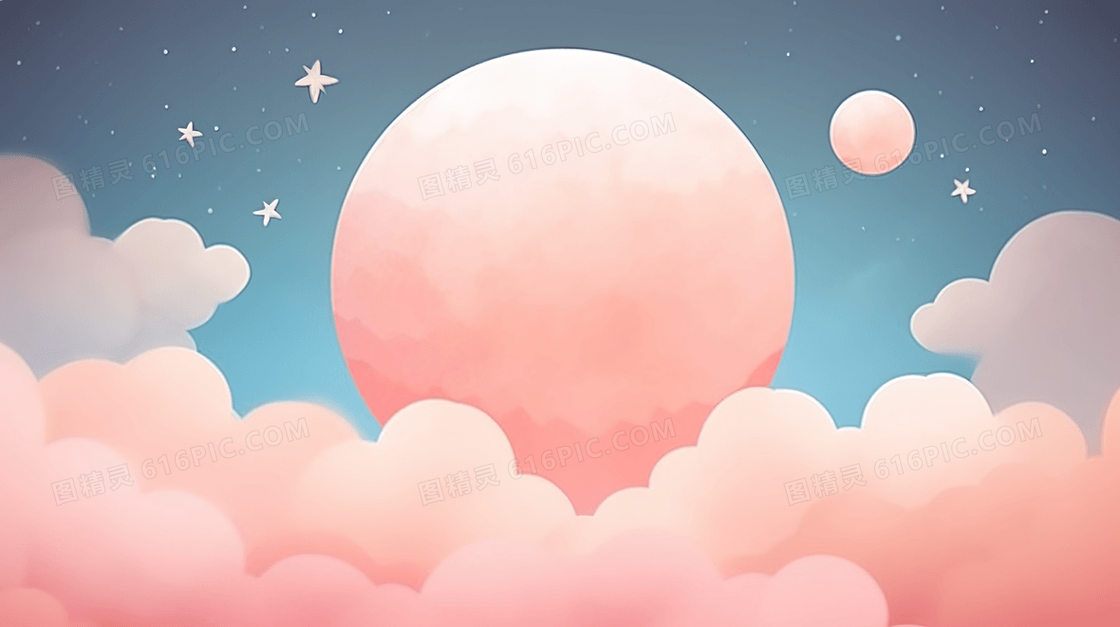 天空中的一轮明月插画