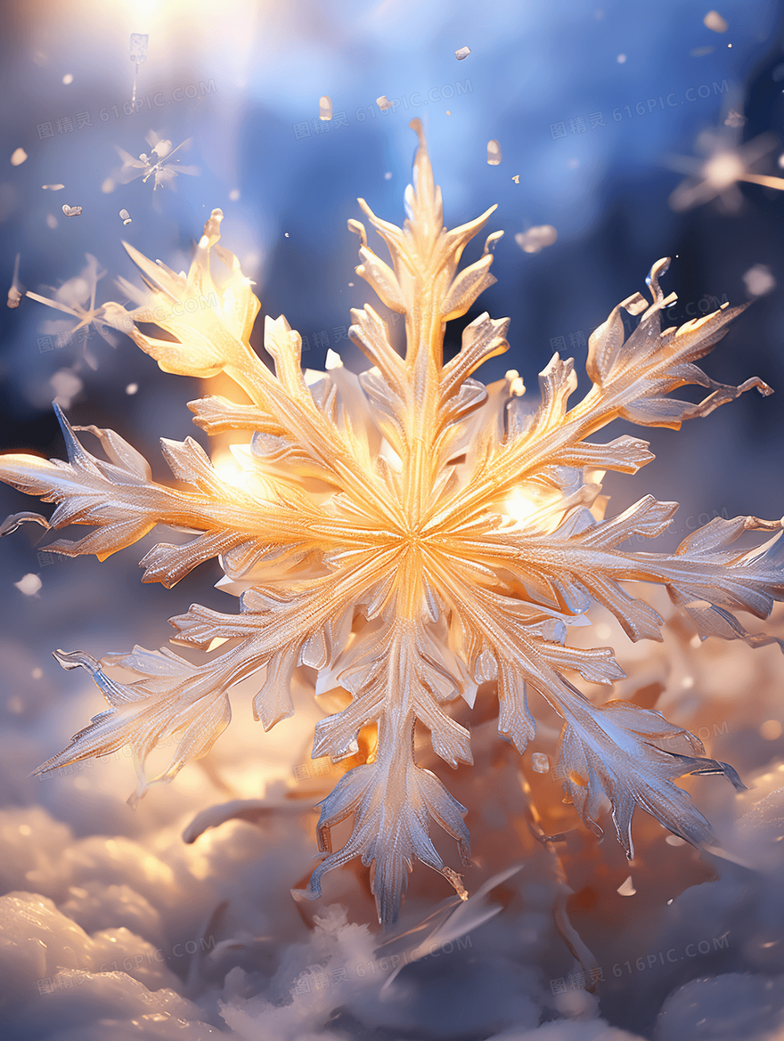 唯美雪花大雪节气雪景插画
