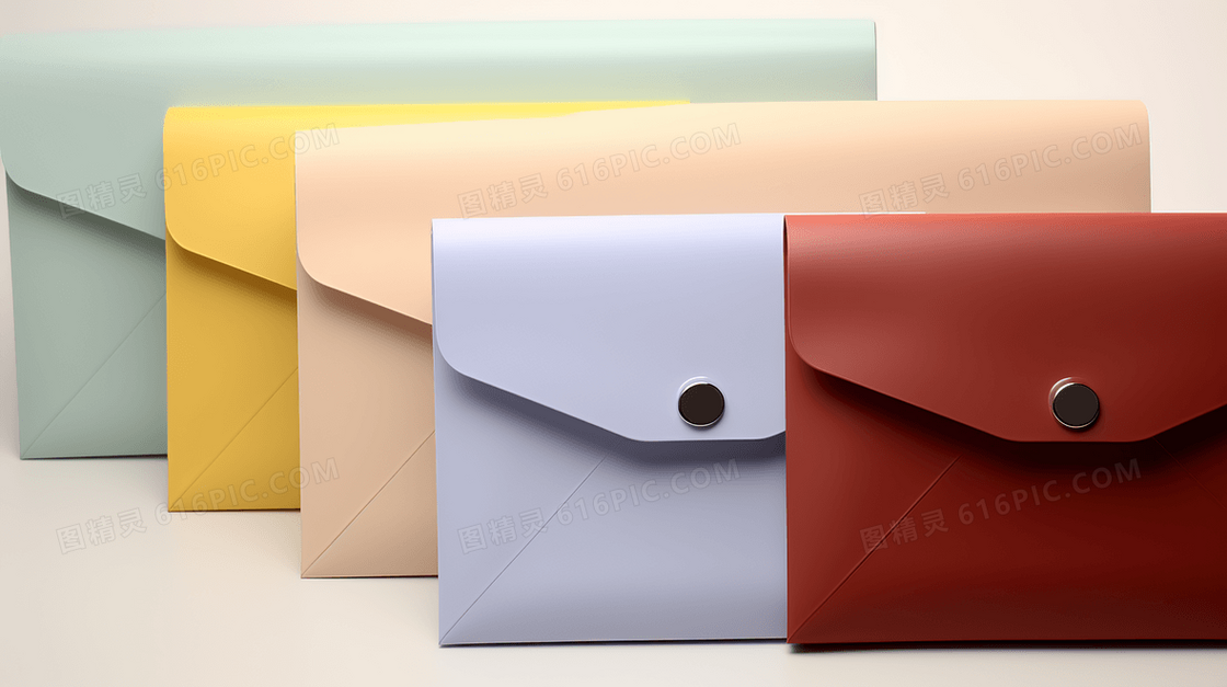 色彩丰富的简约文件袋办公用品插画
