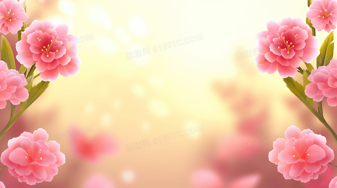 春天盛开的粉色樱花装饰插画