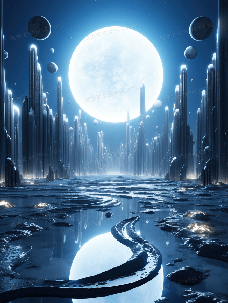 科幻未来星球城市插画