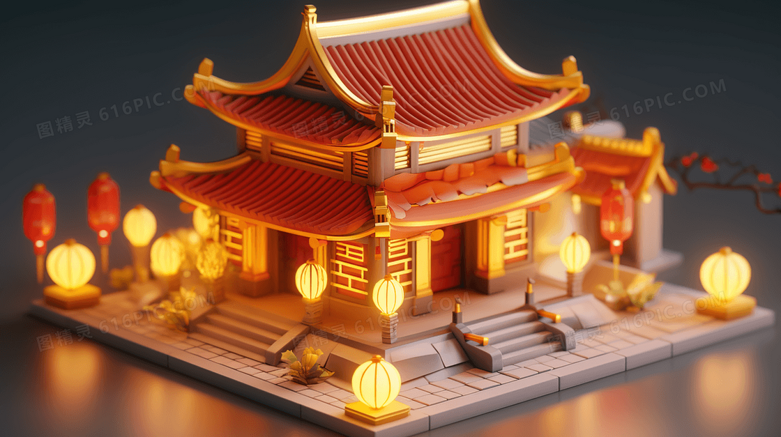 3D可爱的中国古代建筑