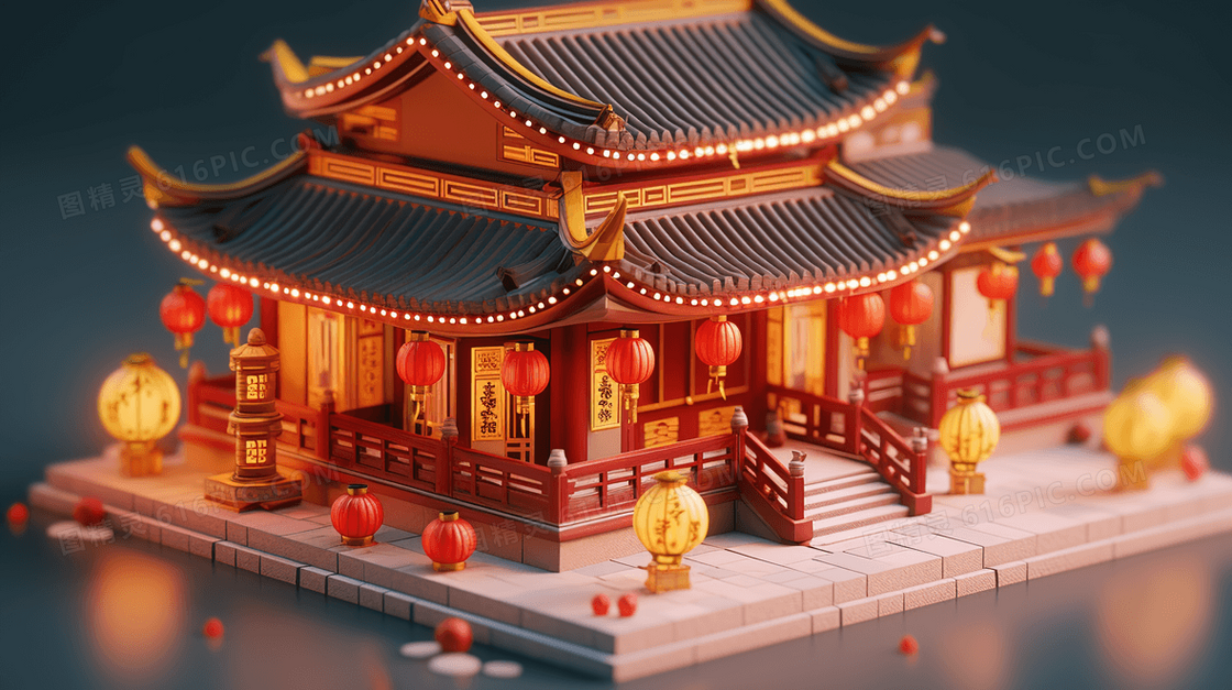 3D可爱的中国古代建筑