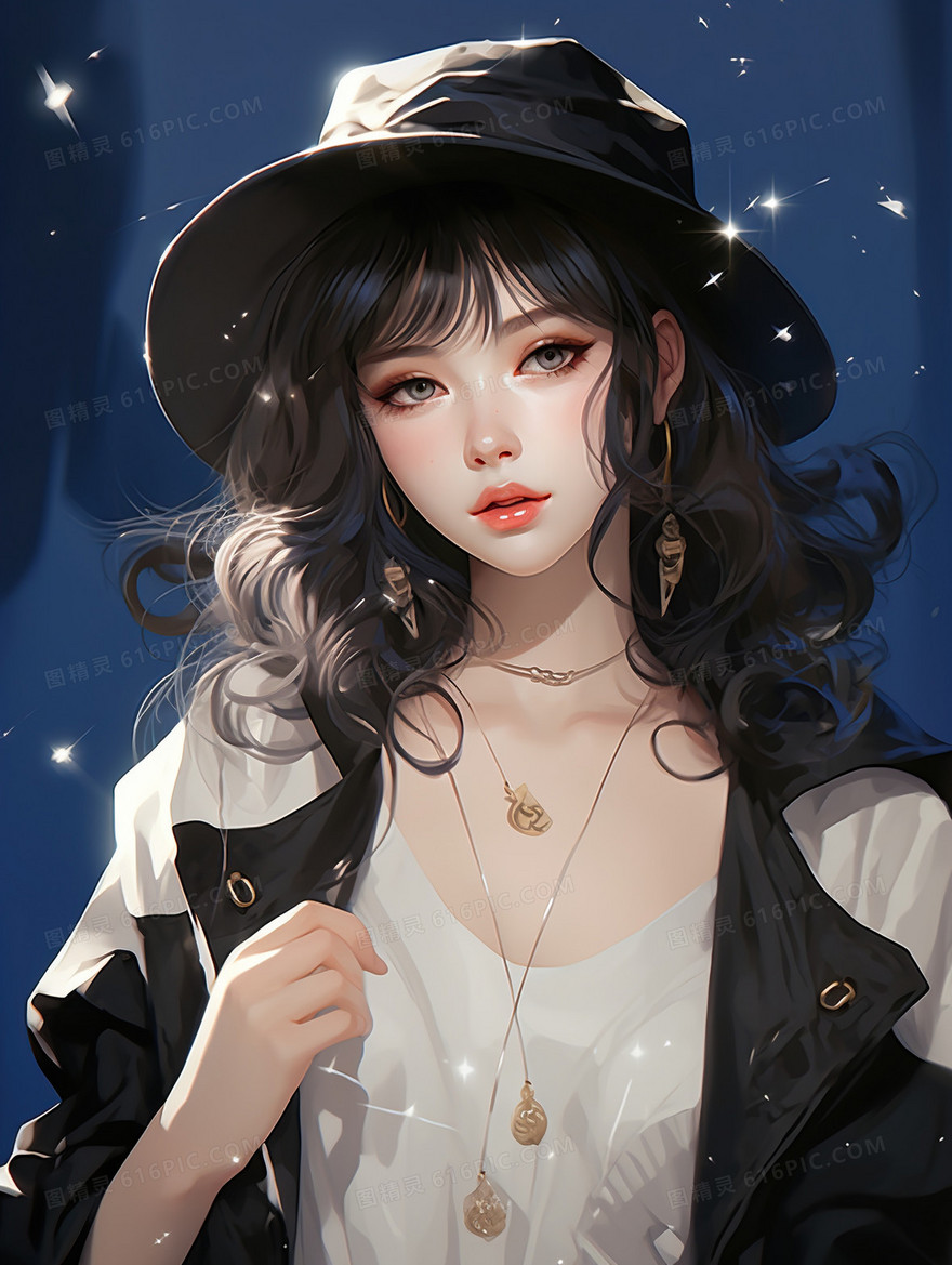 卡通女生日常通勤穿搭时尚插画