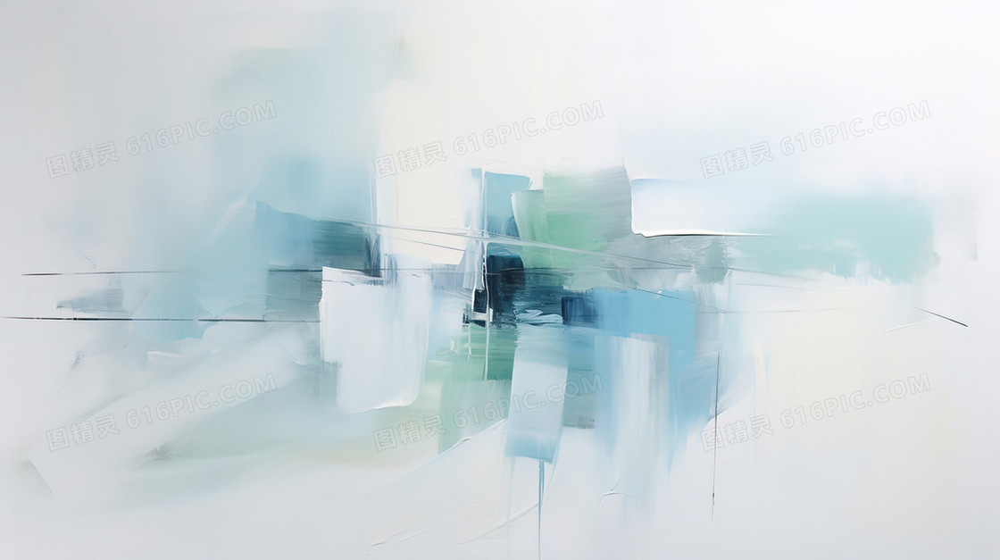 绿色文艺油画质感笔触插画
