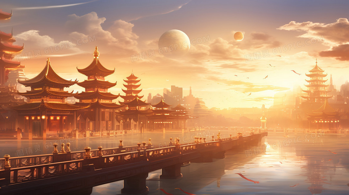 中国古代城市插画