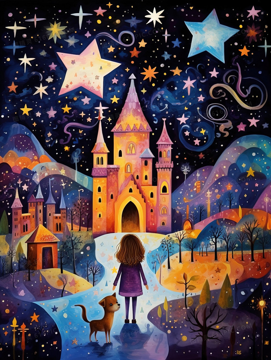 梦幻童话城堡插画