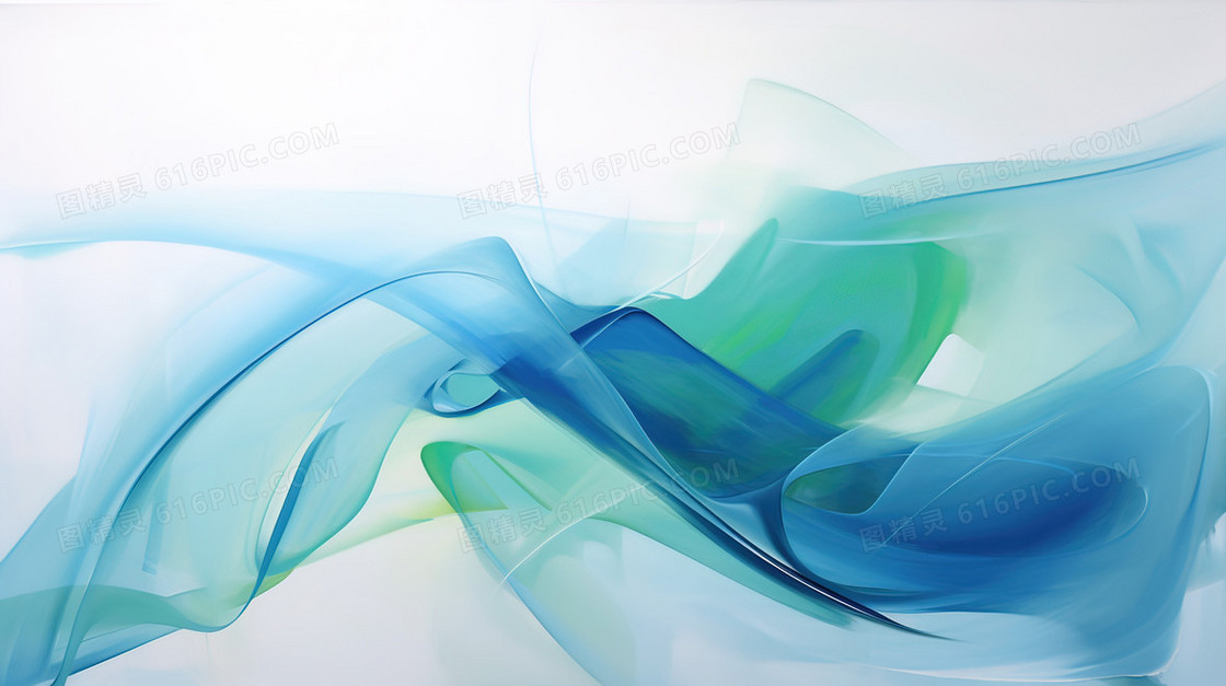 不规则蓝绿色波纹插画