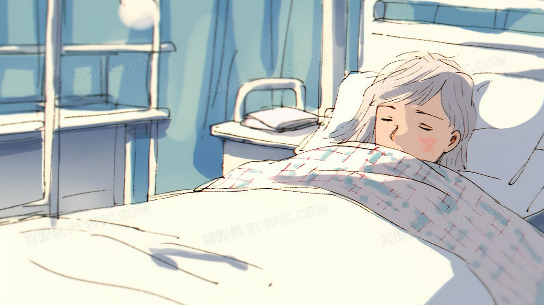 躺在病床上的病人插画