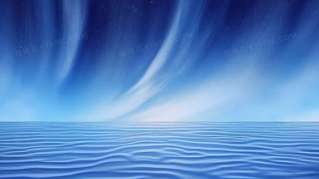 蓝色海洋天空风景插画
