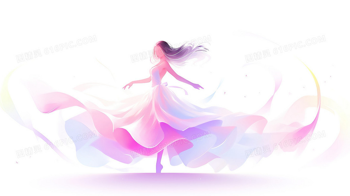 一个优雅跳舞的女生插画