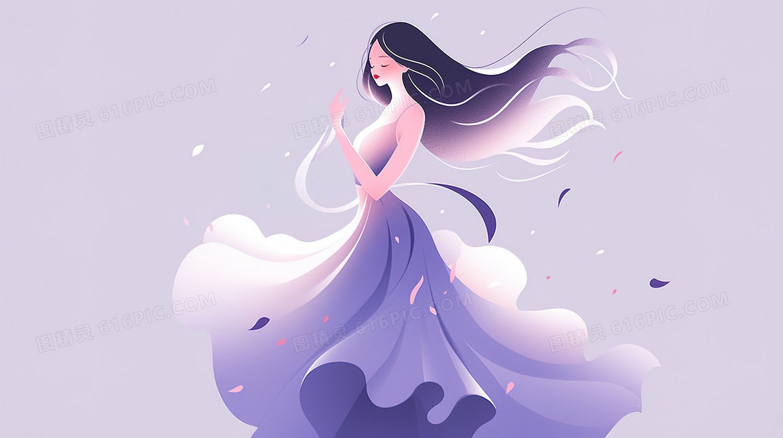 一个优雅跳舞的女生插画